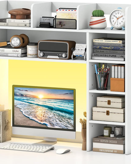 Giantex 35.5" Desktop Bookshelf with LED Lights