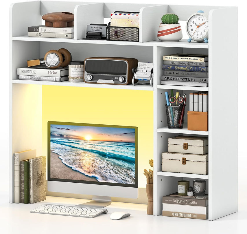 Giantex 35.5" Desktop Bookshelf with LED Lights