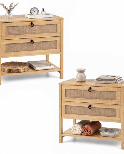 GIANTEX 27" Wide Rattan Nightstand with 2 Drawers (1/2)