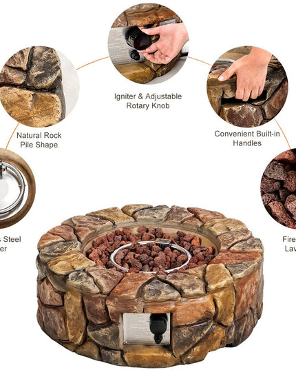 Gas Fire Pit, 28 Inch 40,000 BTU Propane Fire Pit Outdoor