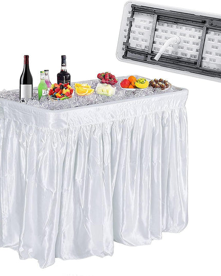 Giantex 4 Foot Ice Cooler Table w/ Matching Skirt and Drain Plug, Foldable Buffet Cold Food Keeper for Party - Giantexus