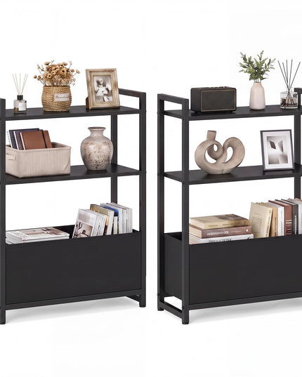 GIANTEX 8" Narrow End Table with Fabric Drawer & Storage Shelves (1/2)