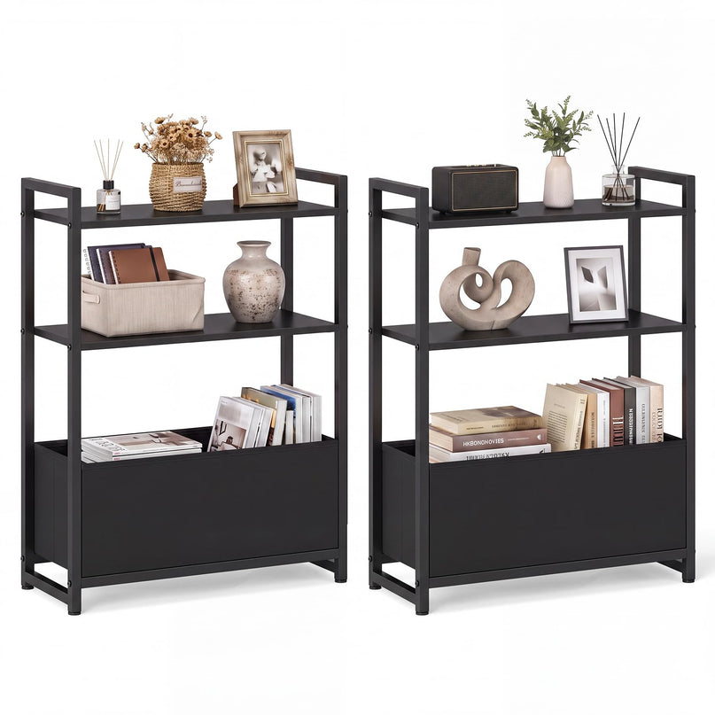 GIANTEX 8" Narrow End Table with Fabric Drawer & Storage Shelves (1/2)