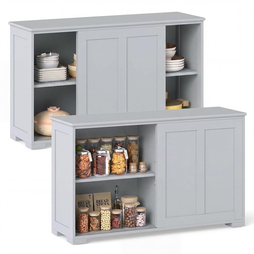 Giantex Buffet Cabinet with Storage, Coffee Bar Wine Cabinet, Farmhouse Sideboard w/Sliding Door