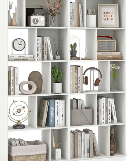 Giantex 5-Tier Geometric Bookshelf, 63" Modern Tall Bookcase, 10-Cube Storage Organizer