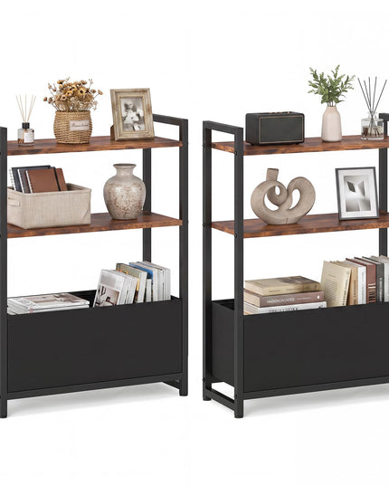 GIANTEX 8" Narrow End Table with Fabric Drawer & Storage Shelves (1/2)