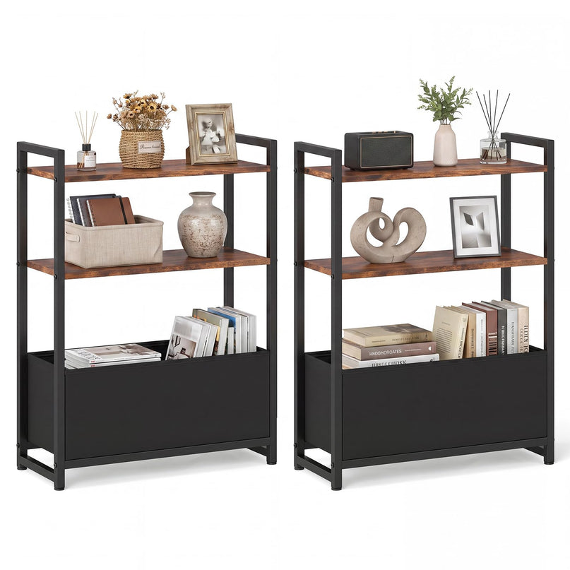 GIANTEX 8" Narrow End Table with Fabric Drawer & Storage Shelves (1/2)