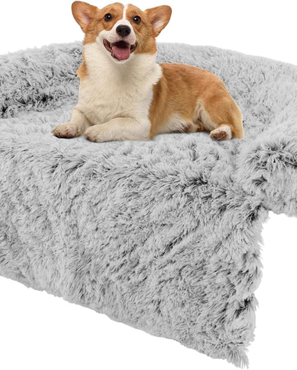 Giantex Calming Dog Bed - Fluffy Plush Pet Bed for Couch, Removable Washable Cover
