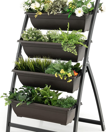 Giantex 2 Pcs 4.1FT Vertical Raised Garden Bed, 4-Tier Elevated Planter Box