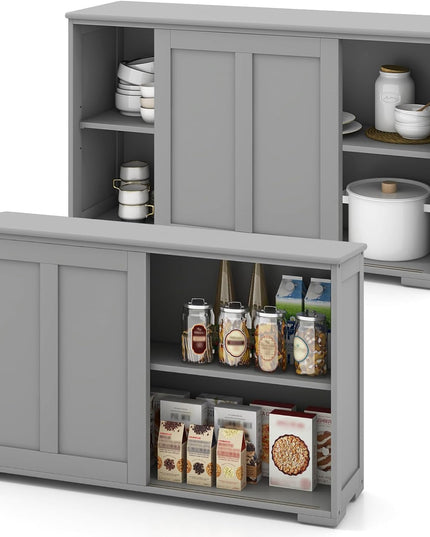 Giantex Buffet Cabinet with Storage, Coffee Bar Wine Cabinet, Farmhouse Sideboard w/Sliding Door