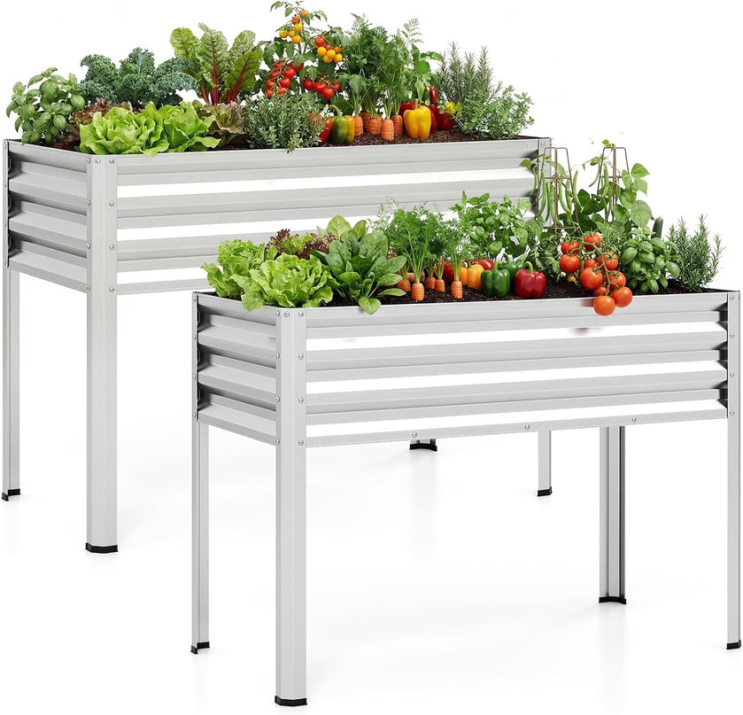 Giantex Raised Garden Bed with Legs | 44" x 22" x 32" Metal Large Elevated Planter Box (1/2)