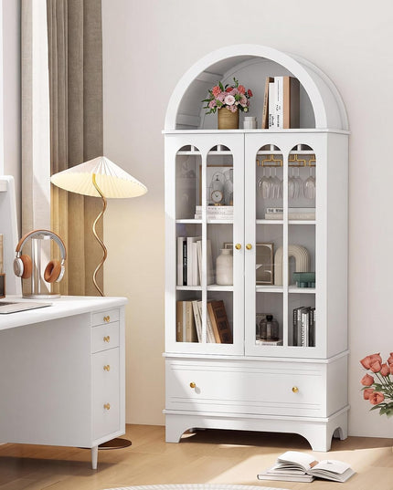 Giantex 71.5" Arched Cabinet, 5-Tier Wooden Pantry Cabinet