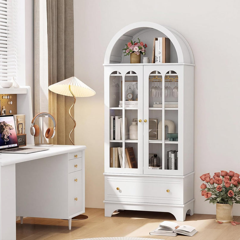 Giantex 71.5" Arched Cabinet, 5-Tier Wooden Pantry Cabinet