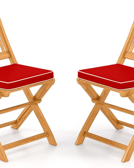 Giantex Patio Folding Chairs Set of 2, Portable Acacia Wood Dining Chairs w/Seat Cushion, 400 LBS Weight Capacity
