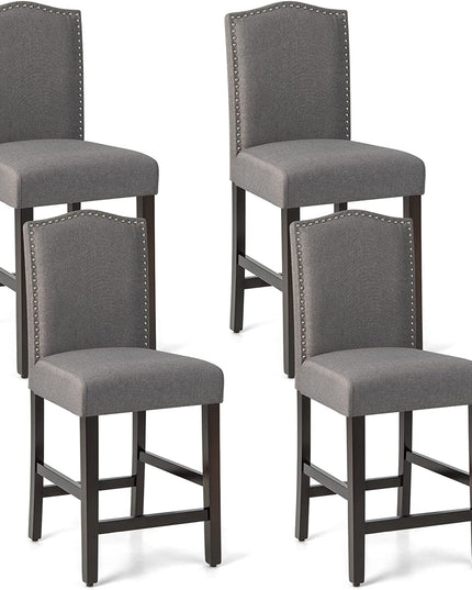 Giantex Bar Stools Set of 2, 25" Counter Height Bar Dining Chairs with Rubber Wood Legs