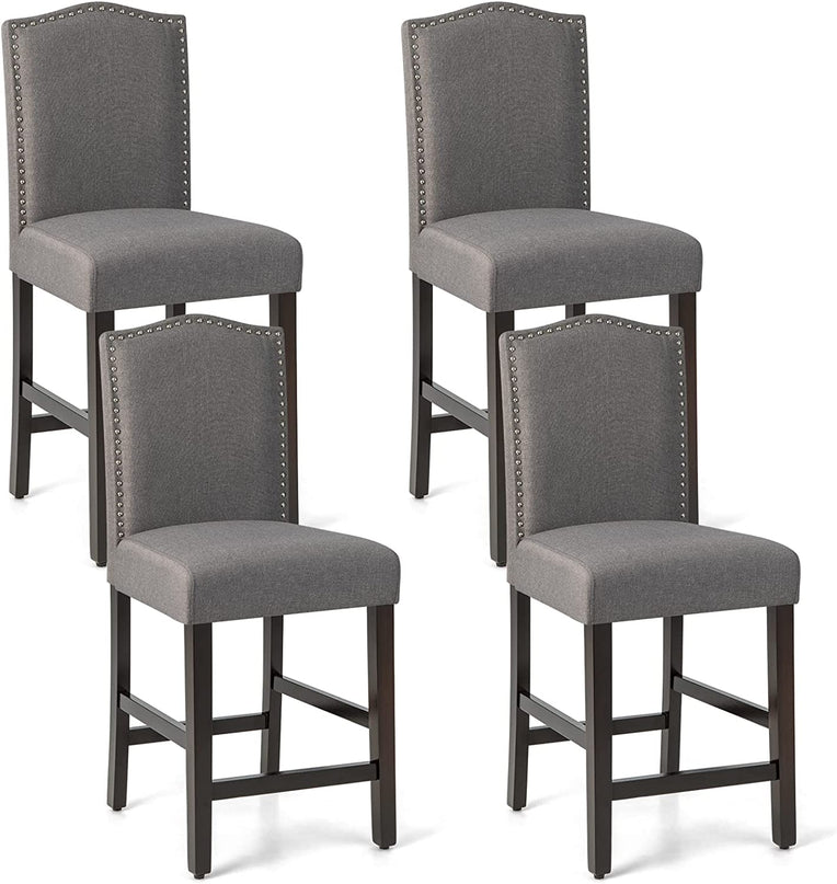 Giantex Bar Stools Set of 2, 25" Counter Height Bar Dining Chairs with Rubber Wood Legs