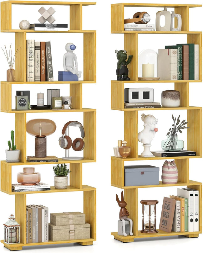 Giantex 6 Tier Geometric Bookshelf with 2 Anti Tipping Kits