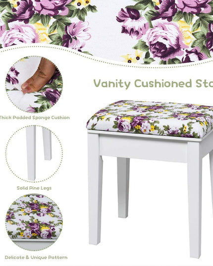 CHARMAID Vanity Set with Flip Top Mirror and 3 Drawers &7 Compartments, White - Giantexus