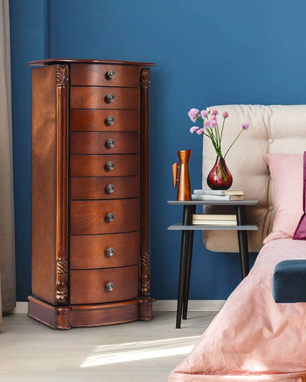 Large Jewelry Armoire Cabinet with 8 Drawers & 2 Swing Doors - Giantex
