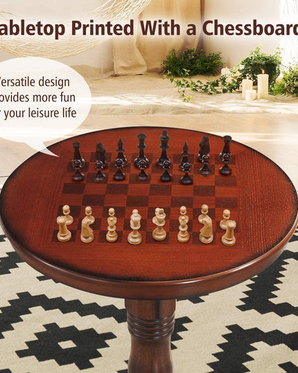 Table 42" Wooden Round Pub Pedestal Side Table - Giantexus