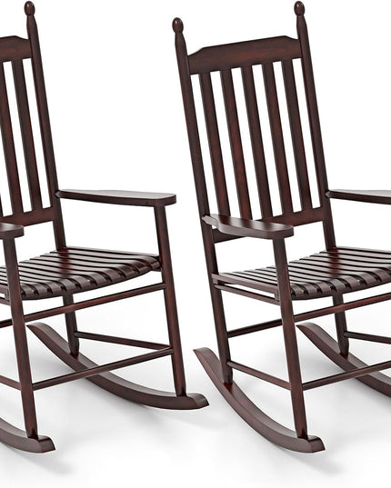 Giantex Outdoor Rocking Chair Set, All Weather Patio Rocker w/Solid Rocking Base & High-Back