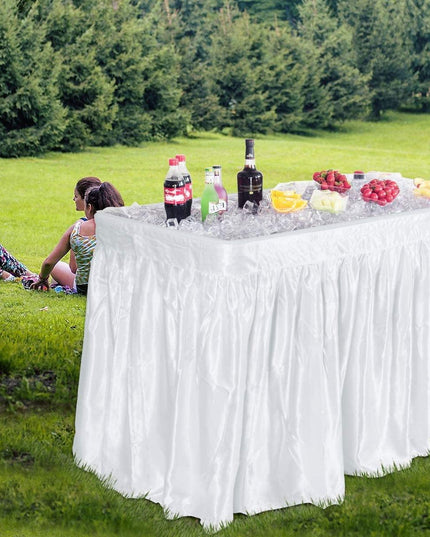 Giantex 4 Foot Ice Cooler Table w/ Matching Skirt and Drain Plug, Foldable Buffet Cold Food Keeper for Party - Giantexus