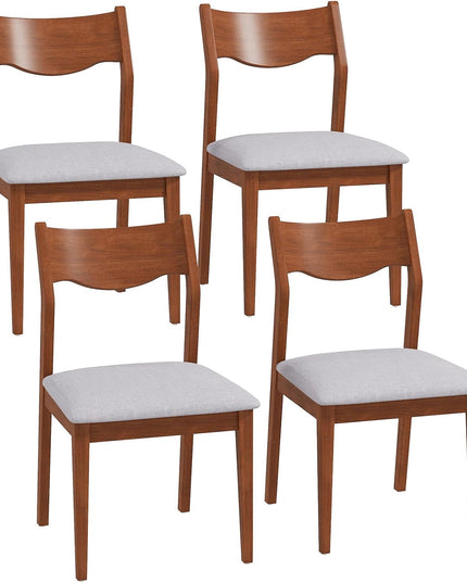 Giantex Wooden Dining Chairs Set of 2/4, Linen Fabric Upholstered Kitchen Chairs w/Rubber Wood Frame