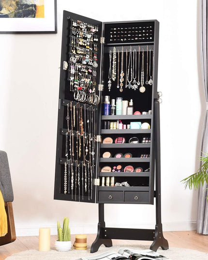 Lockable Standing Jewelry Armoire with Full Length Mirror - Giantex