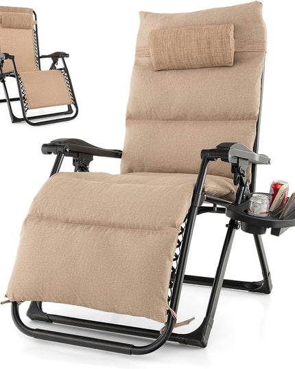 Giantex Zero Gravity Chair with Patio Cushions, Adjustable Folding Reclining Lounge Chair