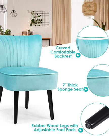 Set of 2 Velvet Accent Chair, Upholstered Modern Leisure Club Chairs w/ Solid Wood Legs - Giantexus