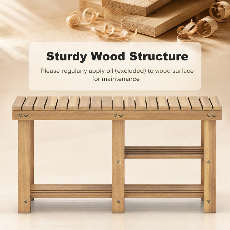 GIANTEX 3-Tier Wooden Shoe Rack Bench