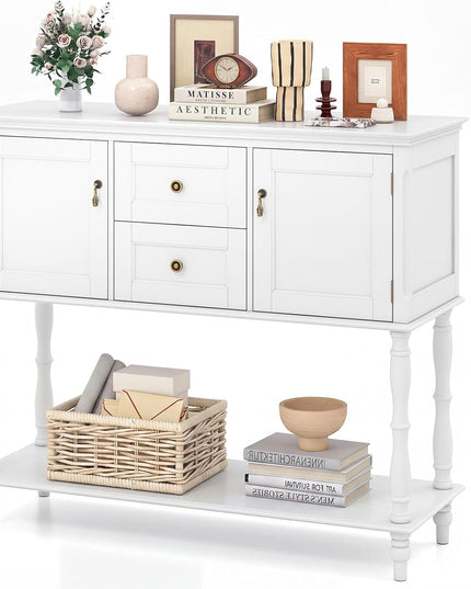 GIANTEX Narrow Console Table with 2 Drawers & 2 Door Cabinets