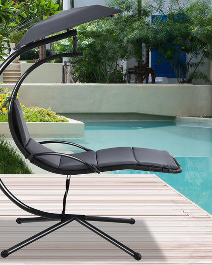 Giantex Hanging Arc Chaise Hammock for Patio Poolside Backyard Garden Porch