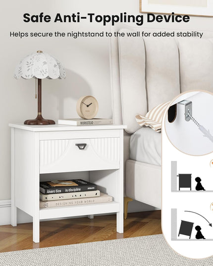 Giantex Modern Nightstand with Drawer with Storage for Bedroom Small Place