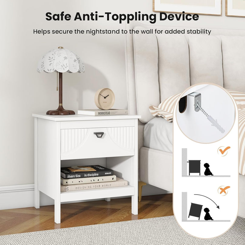 Giantex Modern Nightstand with Drawer with Storage for Bedroom Small Place