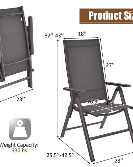 Giantex Patio Dining Chairs for Camping Pool Beach Yard No Assembly