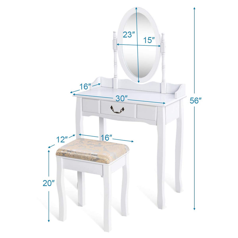 Giantex White Large Bedroom Vanities w/Drawer