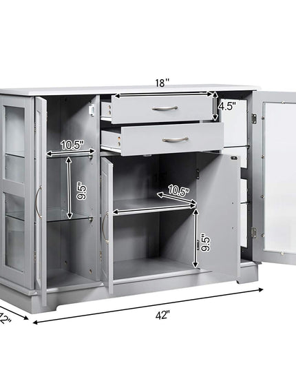 Giantex Sideboard Buffet Server Storage Cabinet W/ 2 Drawers