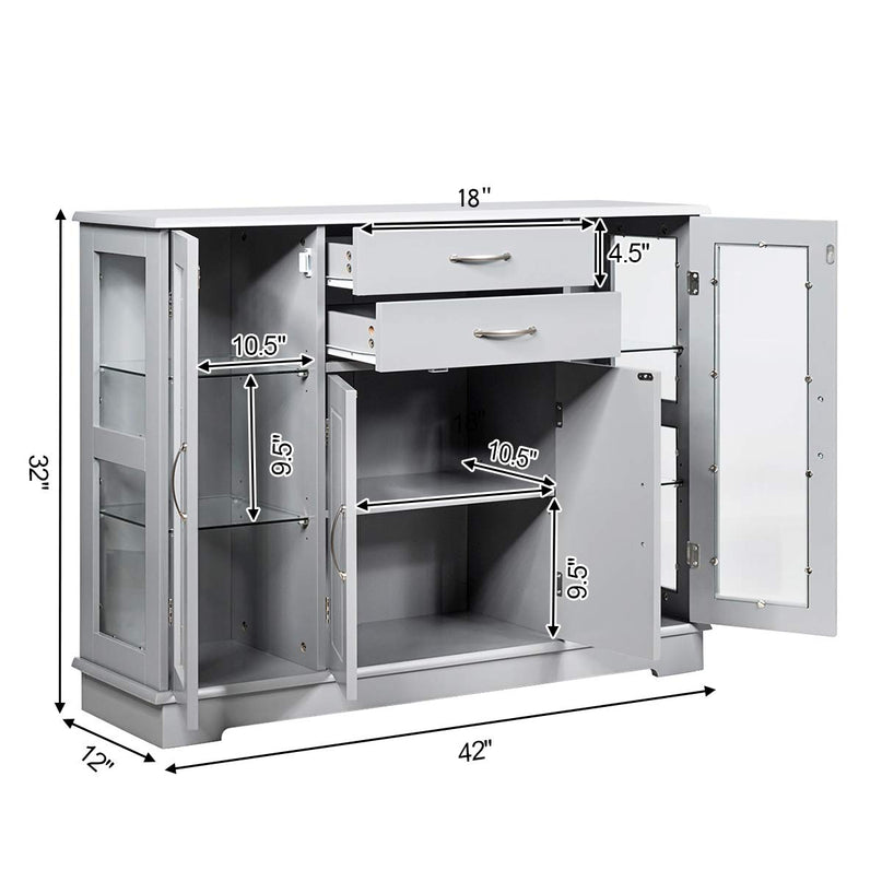 Giantex Sideboard Buffet Server Storage Cabinet W/ 2 Drawers