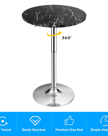 Giantex Round Pub Table Height Adjustable, 360 Degree Swivel Cocktail Pub Table, Office Bar Table