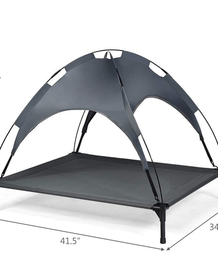 Giantex Elevated Dog Bed with Removable Canopy, Portable Raised Pet Cot Cooling Dog Bed for Camping Beach Lawn