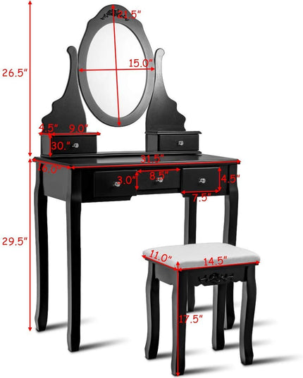 Giantex Makeup Dressing Table Large Storage with 5 Drawers