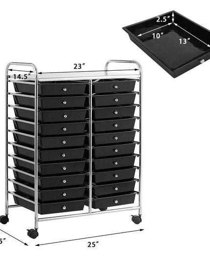 Giantex Storage Drawer Carts, 20-Drawer Organizer, Utility Cart on Wheels