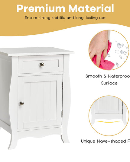 Giantex End Table Accent Storage Floor Cabinet, Wooden Nightstand with Drawer