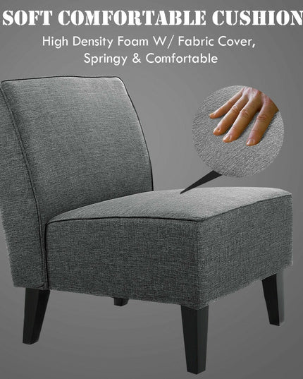 Thick Armless Accent Chair, Fabric Upholstered Slipper Chair - Giantexus