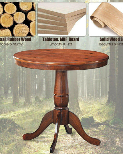 Table 30" Wooden Round Pub Pedestal Side Table (30 Inch) - Giantexus