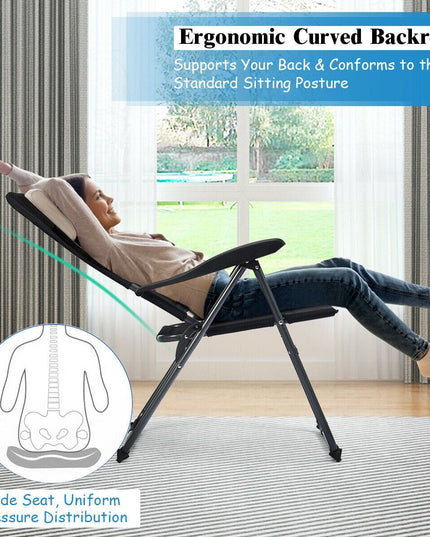 Set of 2 Patio Chairs, Folding Chairs with Adjustable Backrest