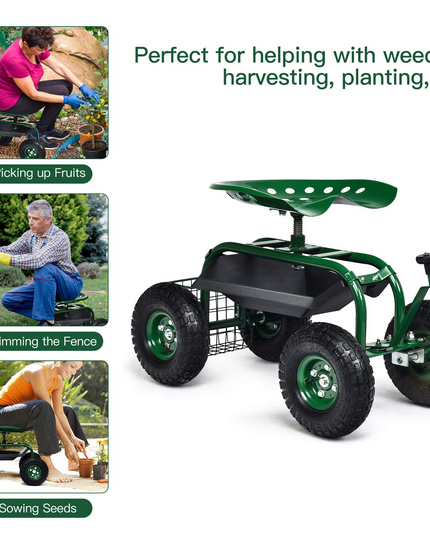 Giantex Mobile Garden Workseat, Lawn Wagon Cart