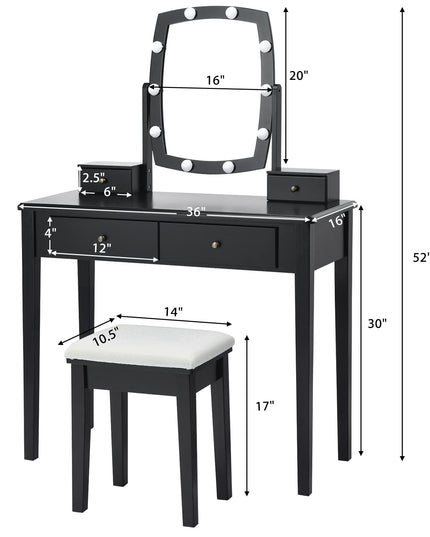Giantex Modern Bedroom Makeup Desk Dressing Table with Cushioned Stool for Girls Women