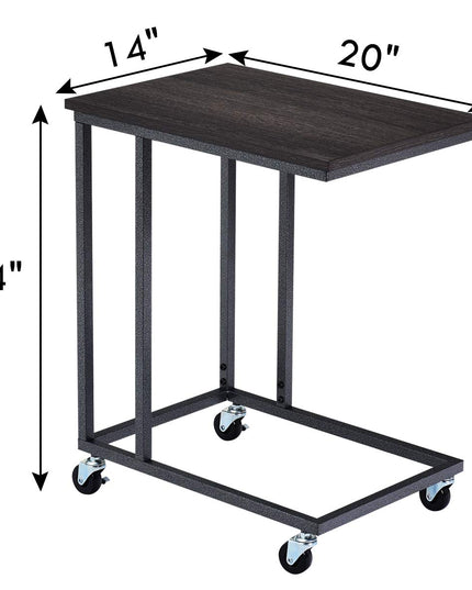 Giantex End Table Accent Sofa Side Table Wooden Rectangle Telephone Table with Rolling Casters